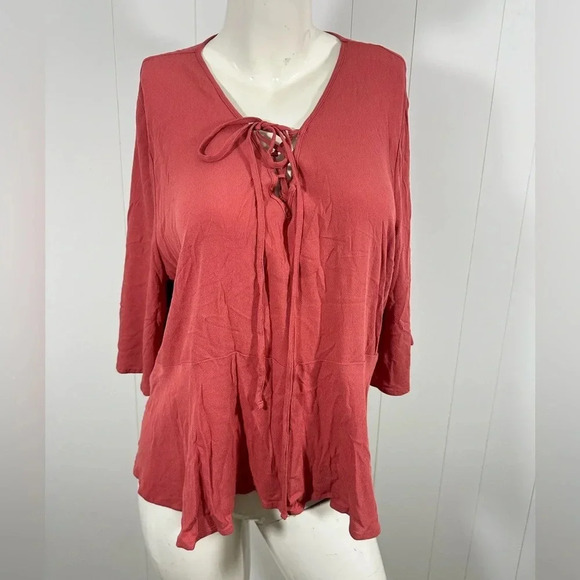 Mossimo Supply Pink Shirt Crisscross V-neck Sz XXL - Picture 2 of 8